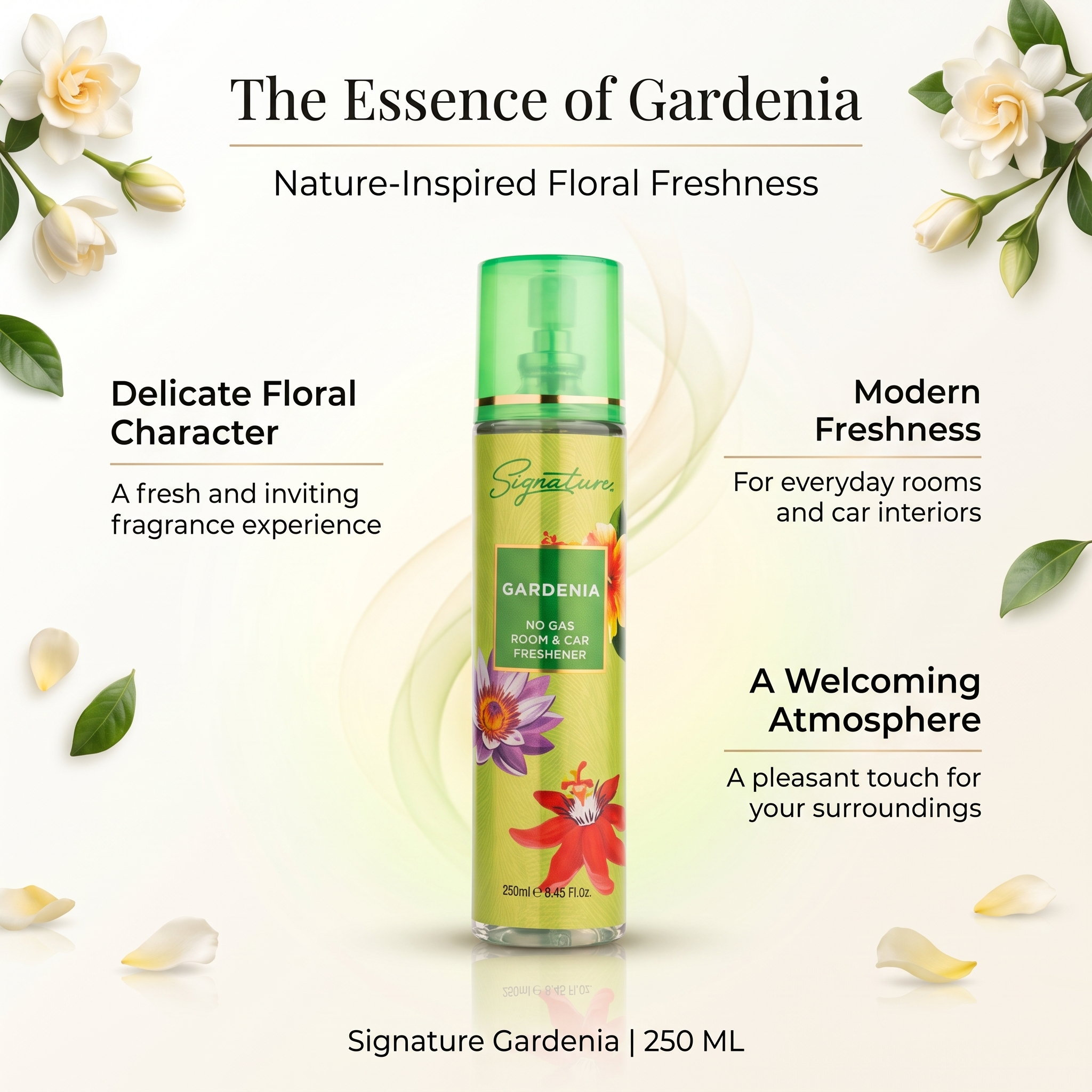 Gardenia Room Freshener Spray | 250 ML | Fresh & Pleasant Scent | Perfect for Home, Office or Car  Fragrances