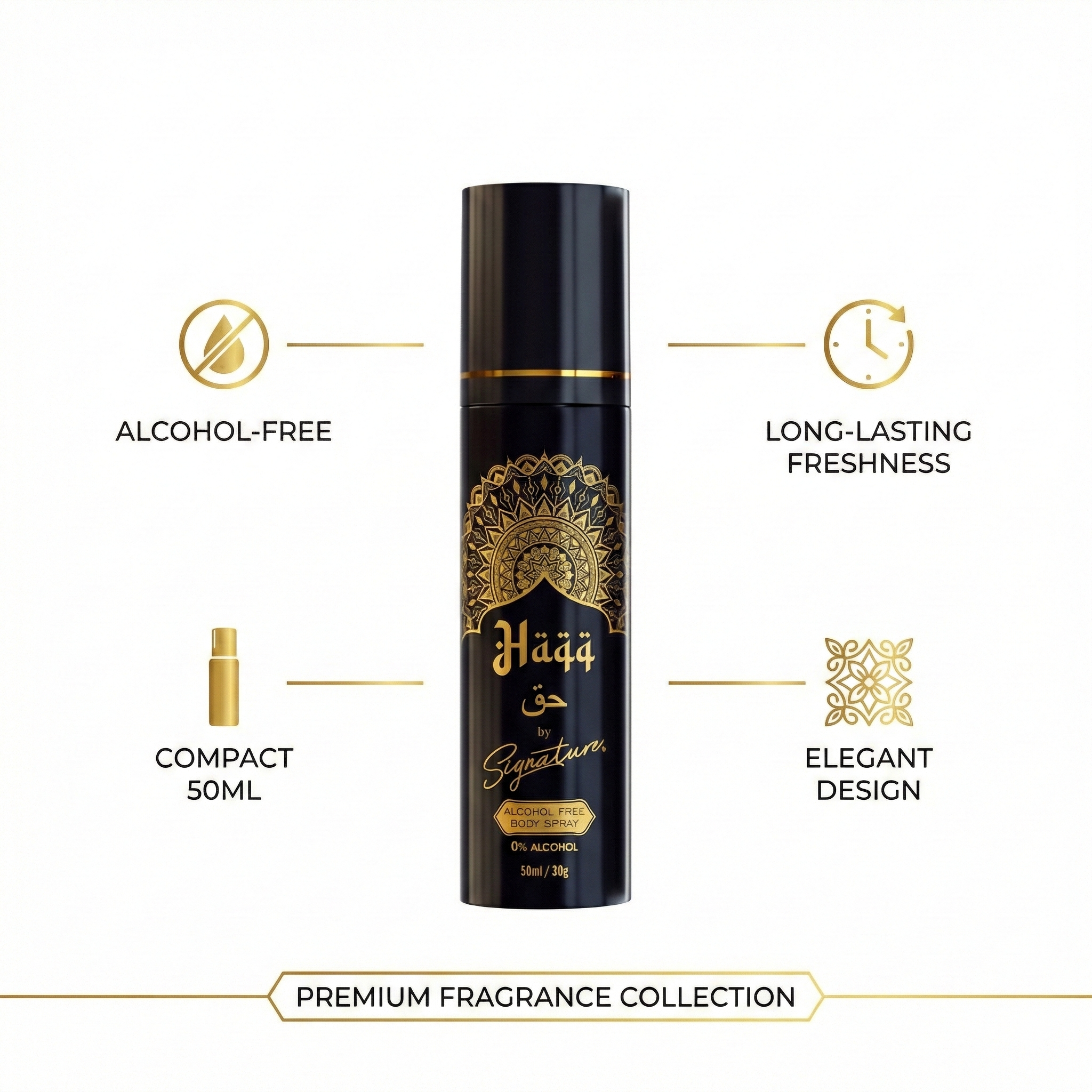 SIGNATURE PERFUME BODY SPRAY - NO ALCOHOL - 50ML - HAQQ  Fragrances