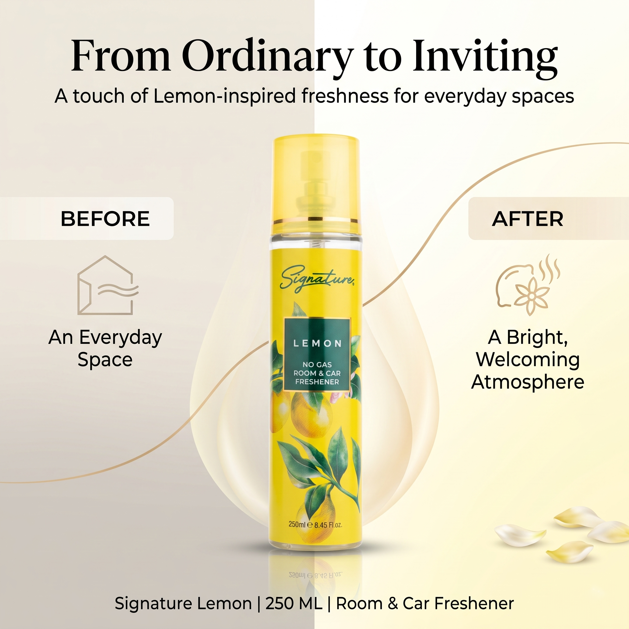 Lemon Instant Air Freshener | 250 ML | Natural and Refreshing Fragrances | Air Freshener Sprays  Fragrances