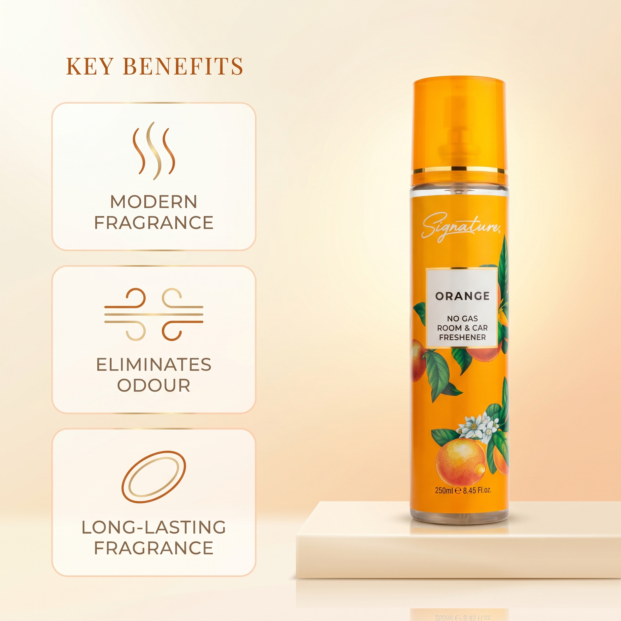 Orange Best Room Freshener | 250 ML | Eliminates Odour | Instant Freshness | Ideal for living Rooms & Bathrooms  Fragrances