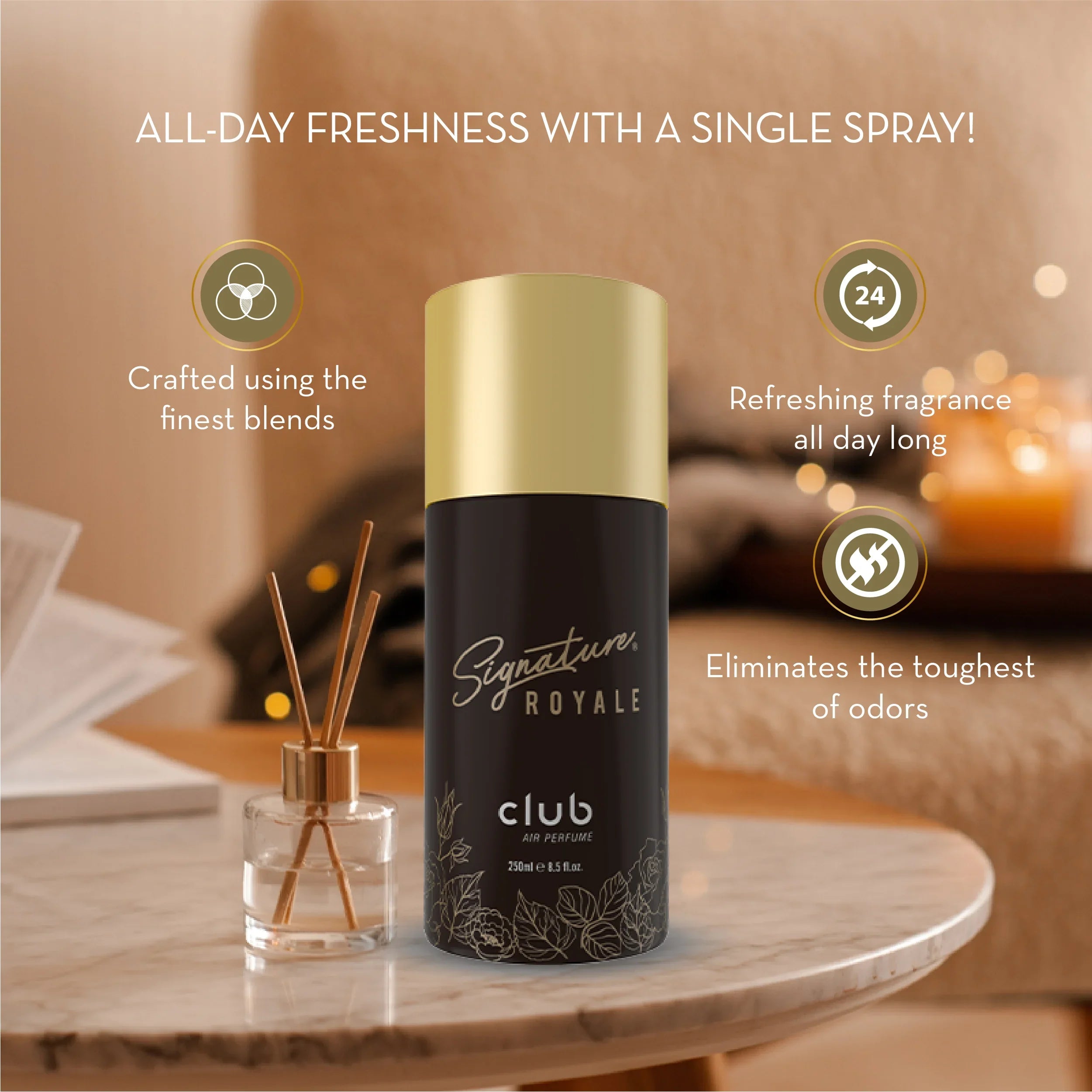 Club Air Perfume | 250 ML | Long Lasting, luxurious Scent | Pocket Friendly Air Freshener Spray