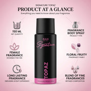 TOPAZ – Women's Perfume Deodorant - 150ml | Radiant Floral Fruity Body Spray