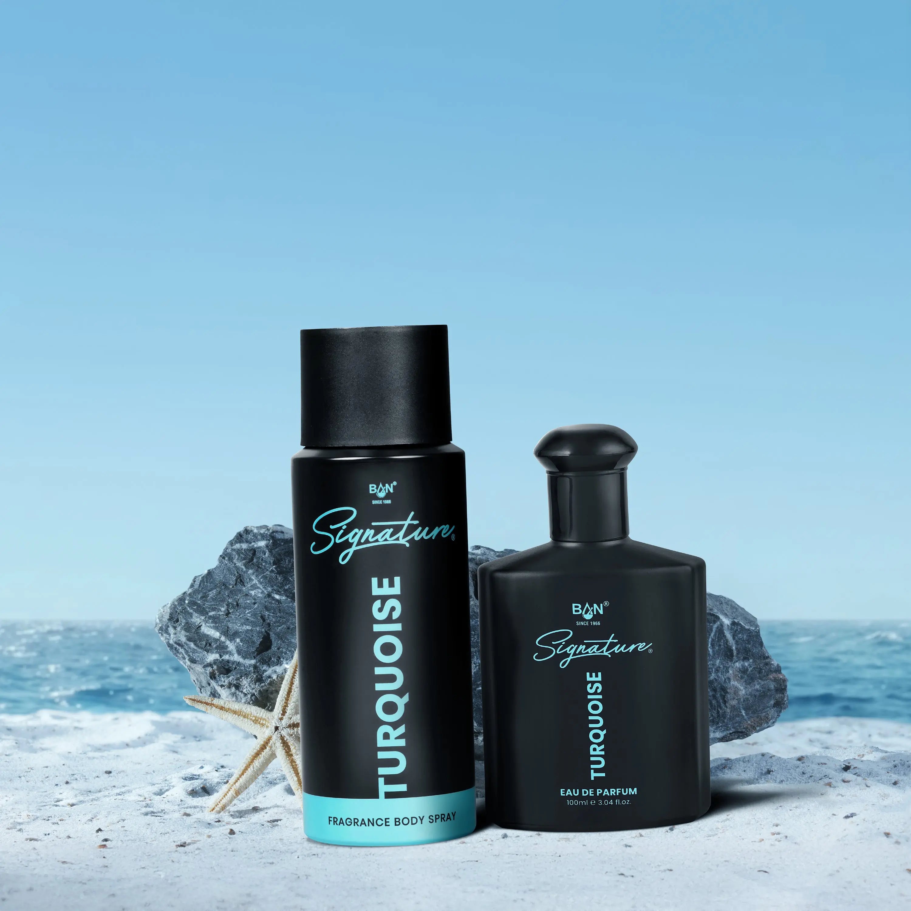 TURQUOISE Signature Duo – Men's 100ml EDP & 150ml Deodorant Combo | Amber Spicy Leather  Fragrances
